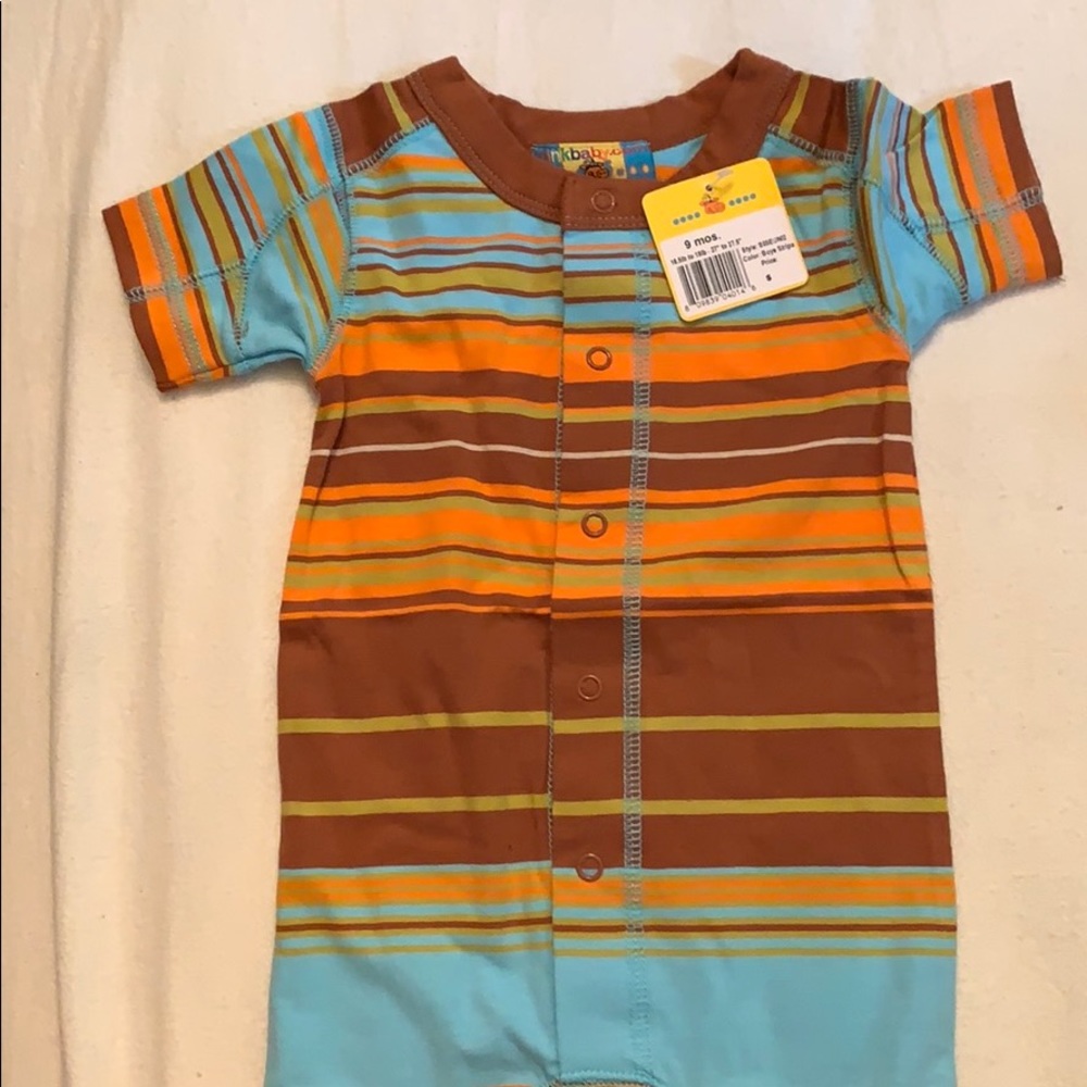 Shower sleeves striped retro romper Boutique NEW NWT 9 months